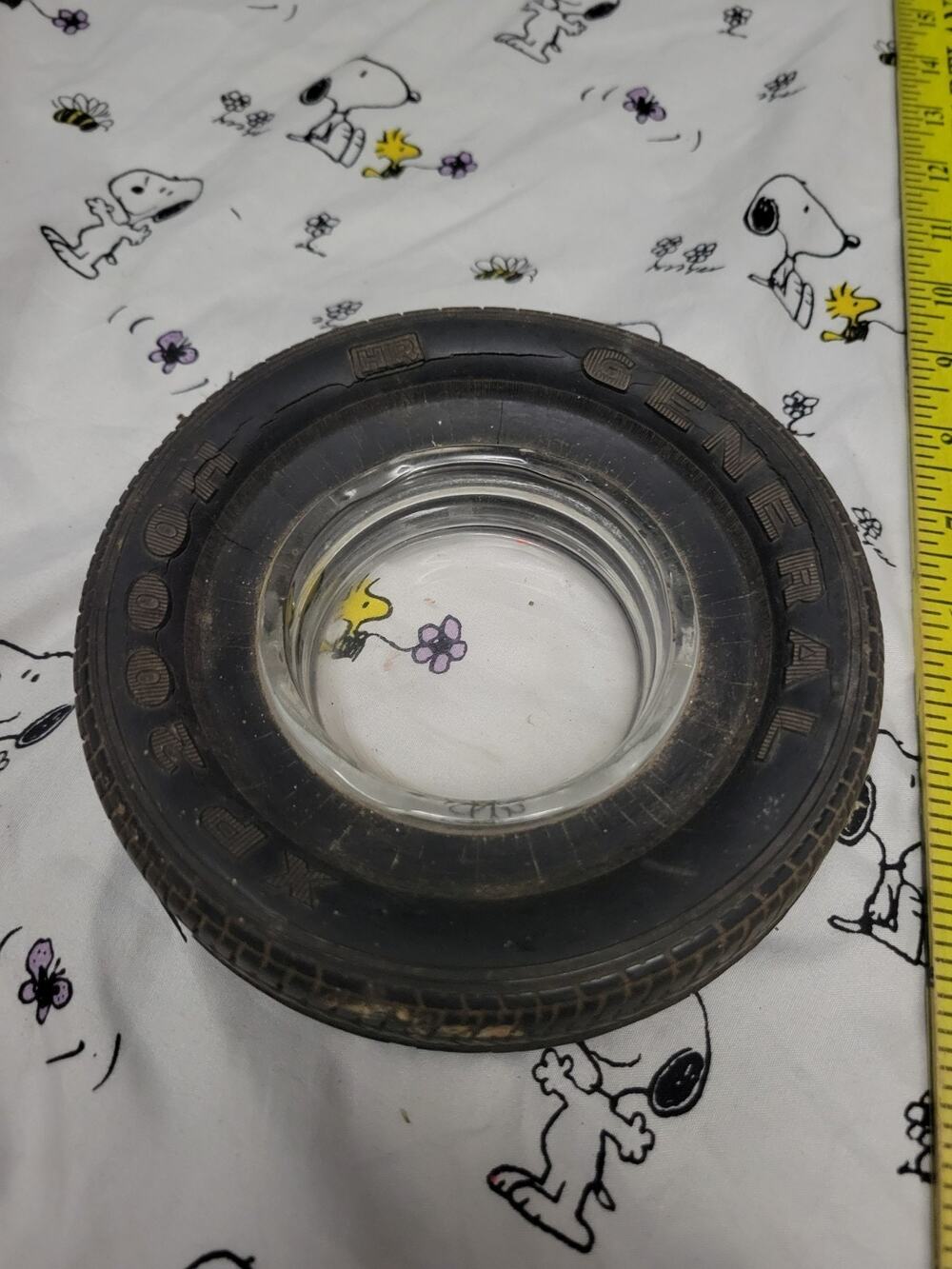 Vintage General Rubber tire Ashtray- glass ashtray